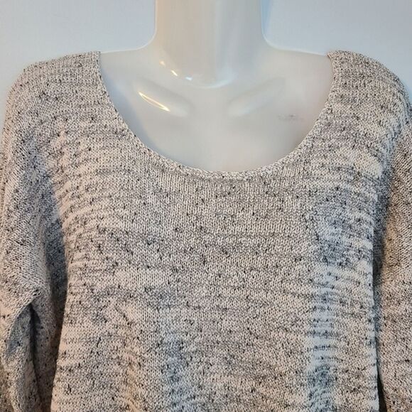 J Jill Speckled Raised Lines Scoop neck Cotton blend knit Long Sleeve sweater LP - Picture 3 of 10